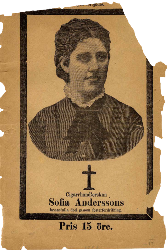 Trasigt försättsblad med Sofia Anderssons porträtt