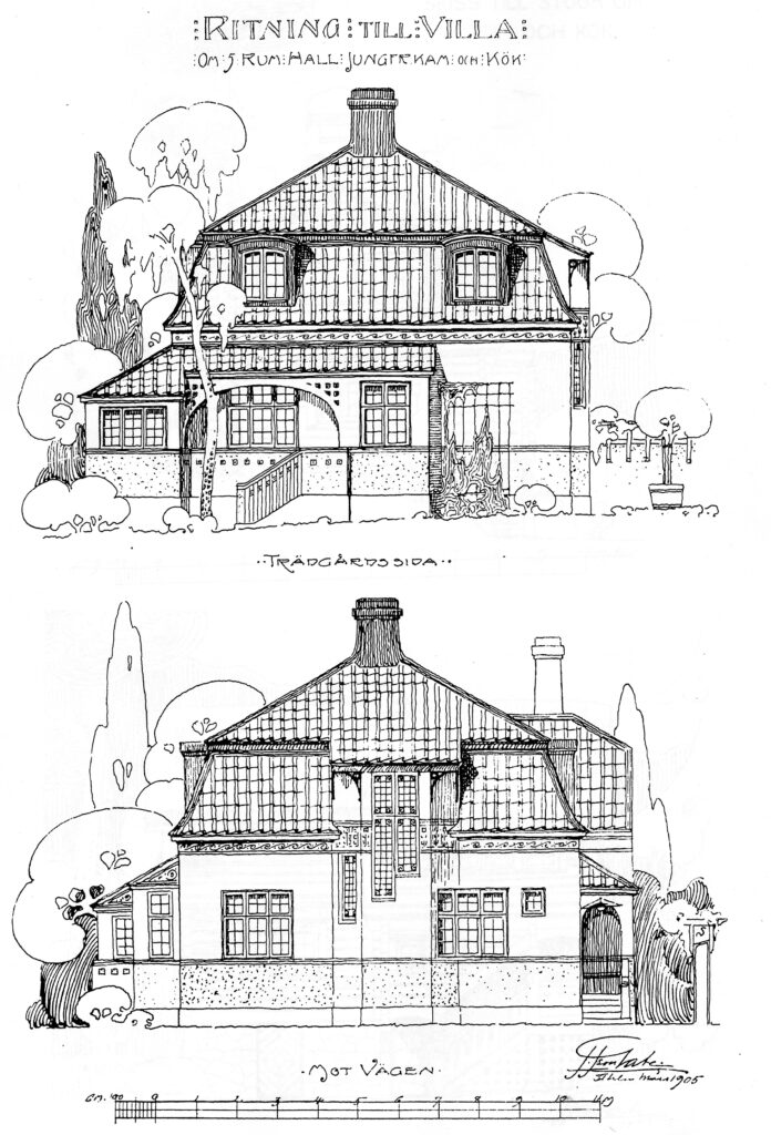 En ritning på ett hus.