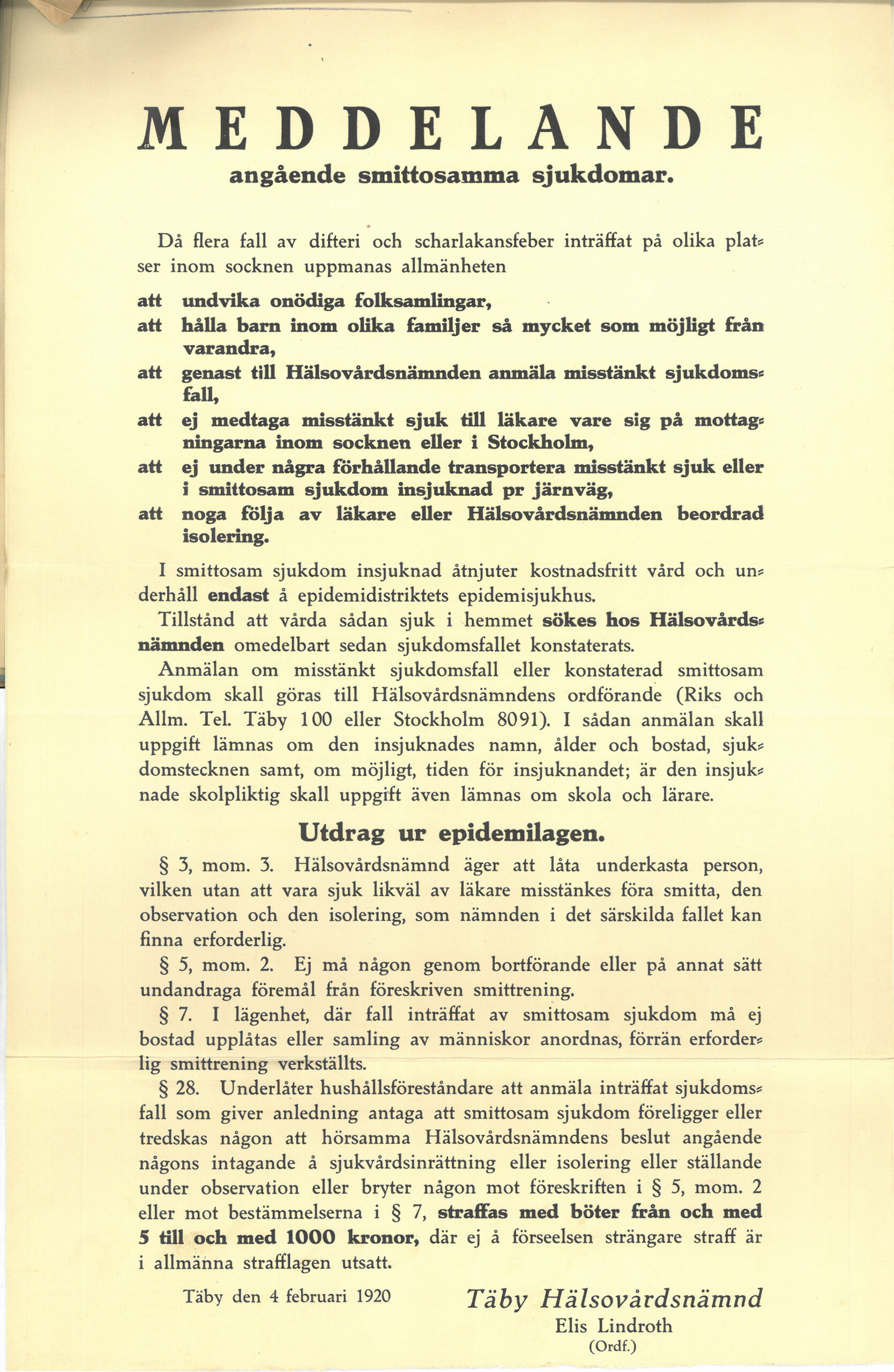 Ett gulnat dokument.