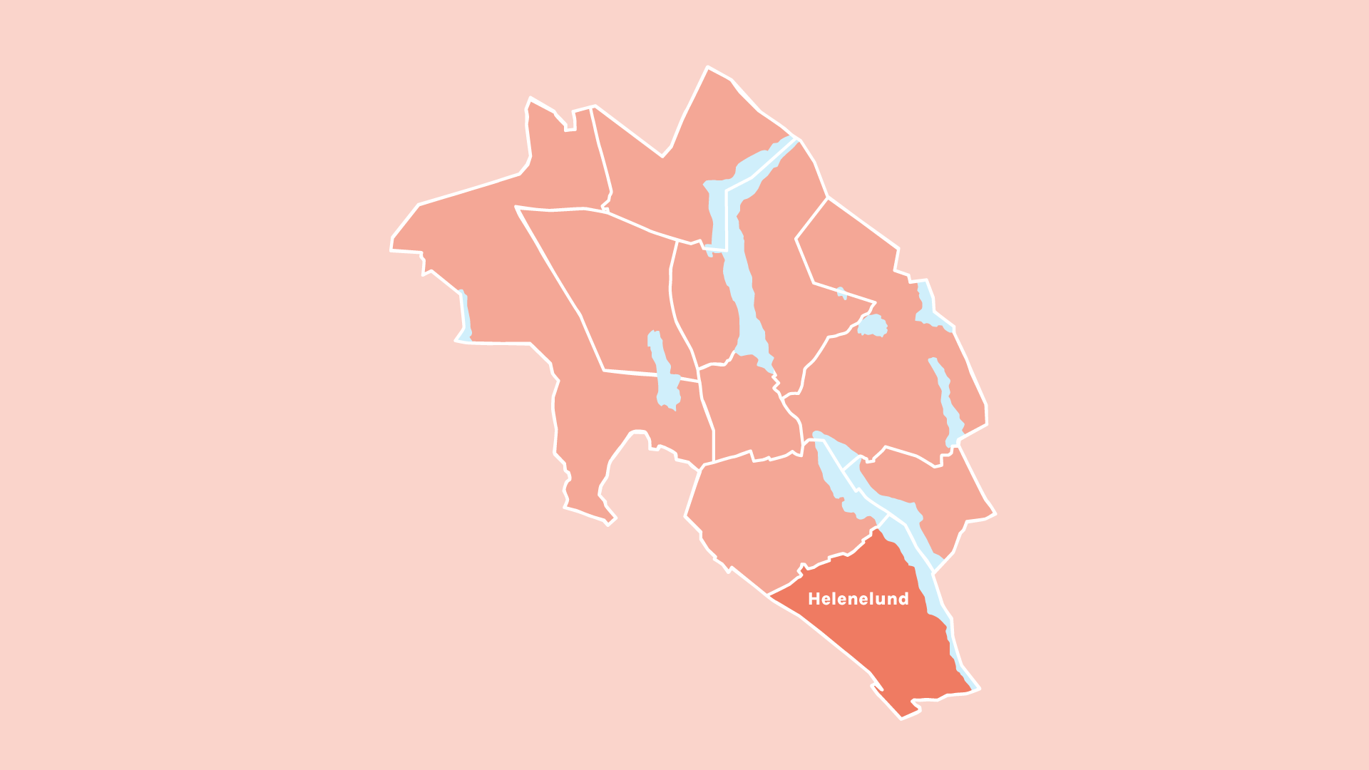 Karta över Sollentuna kommun med kommundelen Helenelund markerad.