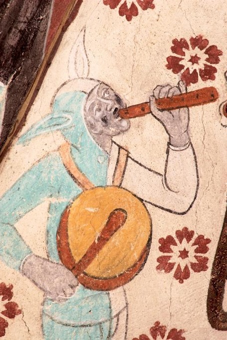 Målning av människa som spelar i flöjt