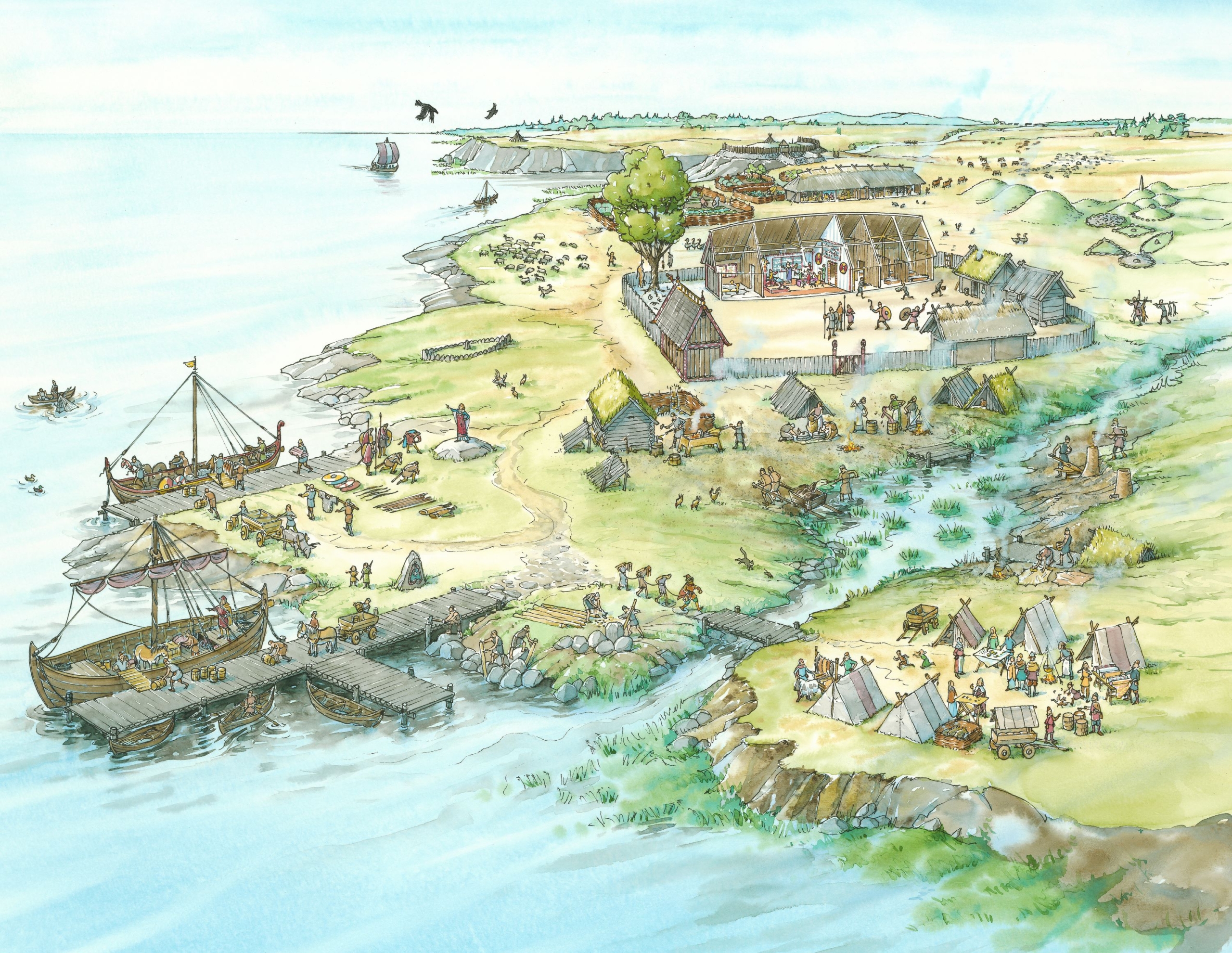 En illustration av en boplats.