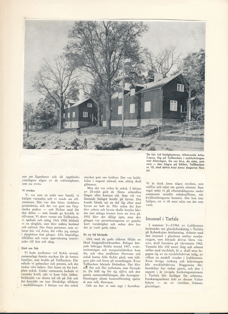 Tidningssida med en bild där äldre hus syns tillsammans med nya höghus.