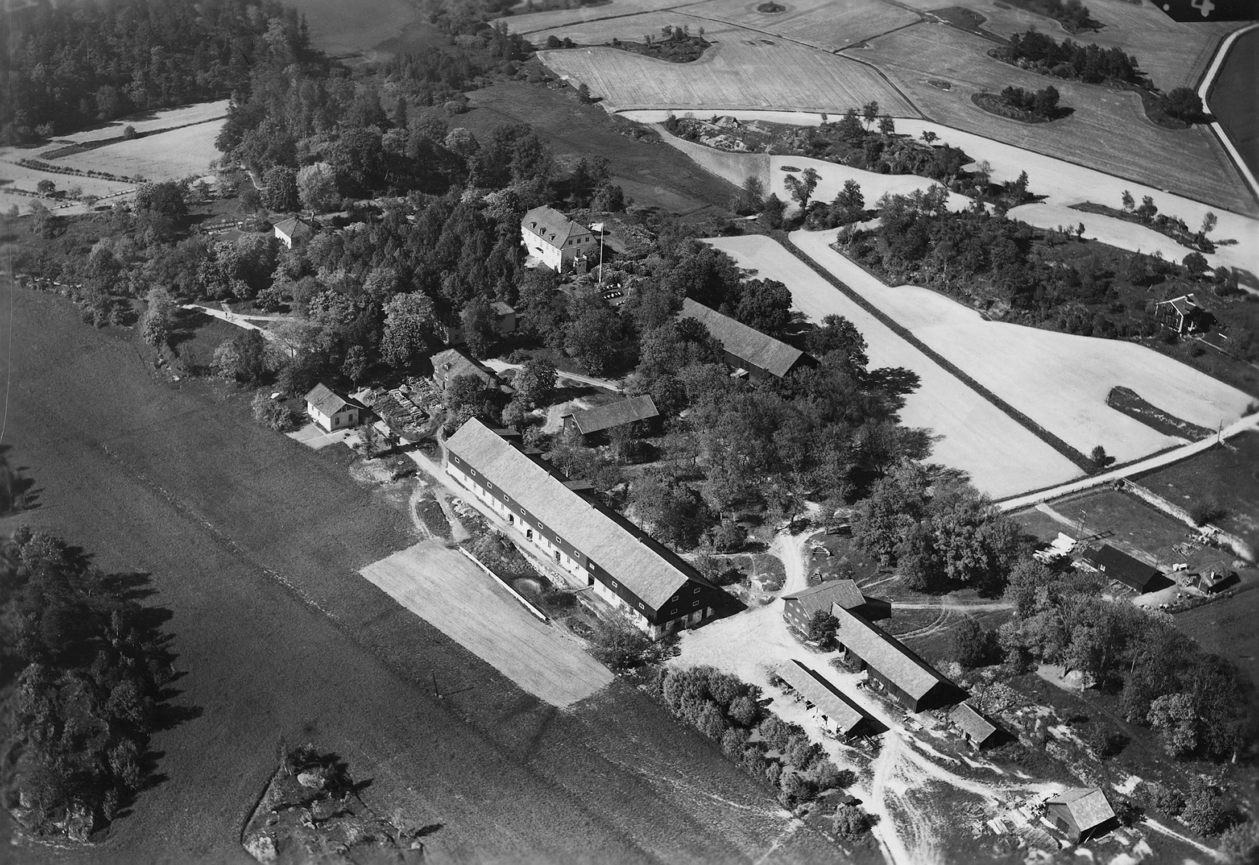 Svartvit flygbild